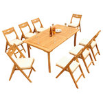 Teak Deals - 9-Piece Outdoor Teak Dining Set: 94" Rectangle Table, 8 Surf Folding Arm Chairs - Set includes: 94" Double Extension Rectangle Dining Table and 8 Folding Arm Chairs.