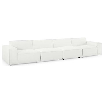 Modway Restore 4-Piece Modern Fabric Upholstered Sectional Sofa in White