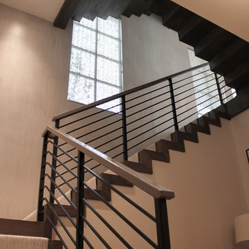 54_Dynamic and Open Wood and Metal Zig-Zag Staircase, Alexandria VA 22302