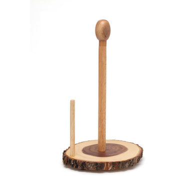Lipper Acacia Standing Towel Holder With Slab Bark
