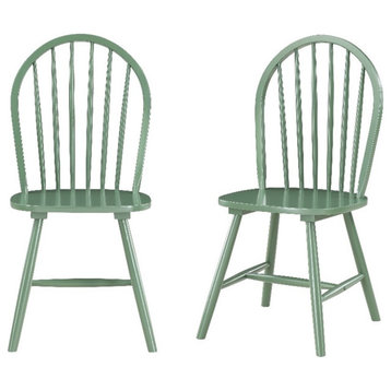Boraam Carolina Rubberwood Dining Chairs Set of 2 - Equestrian Green