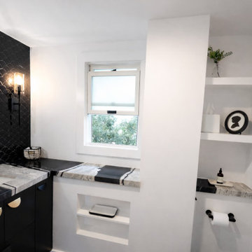 Modern Kitchen & Bathroom with Copacabana Quartzite Island