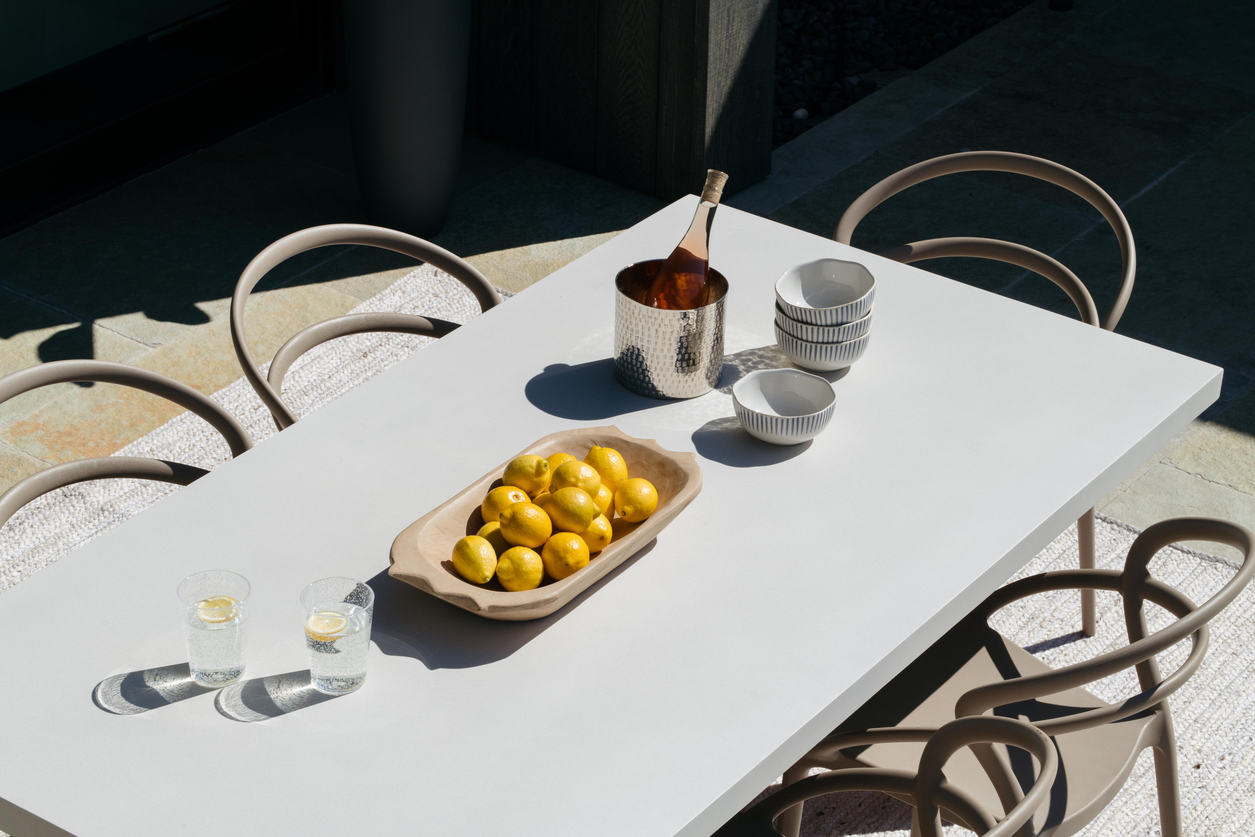 Ivory Composite and Eucalyptus Wash Dining Table