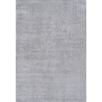 Haze Solid Low-Pile Runner Rug, Gray, 8 X 10