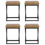 GIA - Metal Bar Stool With Footrest, Set of 4 - Discover the perfect combination of style and functionality with our 24-inch bar stool. Measuring 17.32 (W) x 14.96 (D) x 24 (H) inches, this stool boasts a sturdy metal frame structure and a thick brown vegan leather soft seat, offering a pleasant seating experience. The backless design, coupled with the built-in footrest, makes it suitable for various decoration styles. The unique leg structure adds an eye-catching touch to your space. Easy assembly is ensured with each part coded, accompanied by an installation video. Verify all components upon receiving the package, and enjoy our satisfied customer service for any assistance.