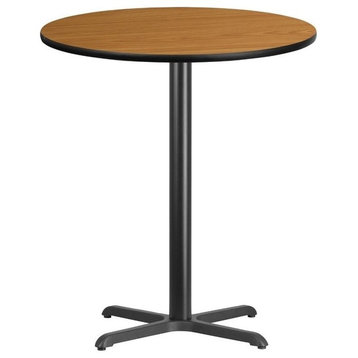 Bowery Hill 36" Round Restaurant Bar Table in Black and Natural
