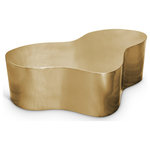 Meridian Furniture - Tevere Coffee Table, Gold, 48"Wx28"Dx14.5"H - Spread out your favorite game board and get ready for fun when you bring home this Tevere gold coffee table. As artful as it is convenient, this handsome table gets top marks for looks with its brushed gold finish and unique contemporary shape. Crafted from metal for sturdiness and a sleek look, the table has a brushed gold finish to add a bold, inviting look to your space, whether you use it in the living room, den or elsewhere.
