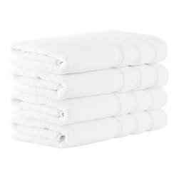 CLASSIC TURKISH TOWELS - Antalya Luxury Turkish Bath Towel Set, White, 16"x30" - Bath Towels