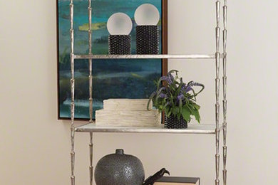 Nickel Bamboo Etagere with Marble Shelves
