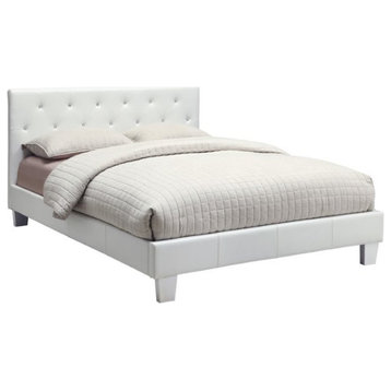 Furniture of America Kylen Faux Leather Full Platform Bed in White