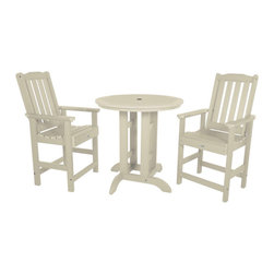 Highwood USA - Lehigh 3-Piece Round Counter-Height Dining Set, Whitewash - Outdoor Dining Sets