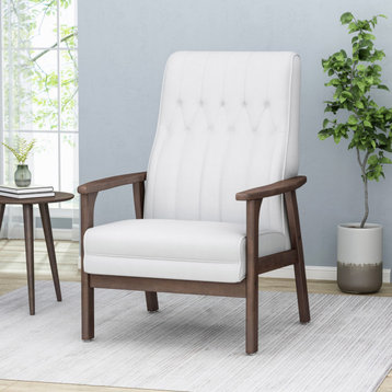 Xanthe Accent Chair, Snow White and Walnut
