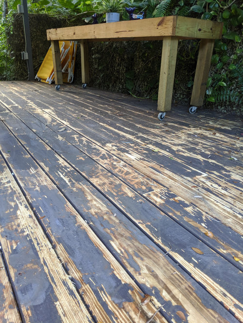 how do we remove paint from a wood deck without highly toxic chemicals