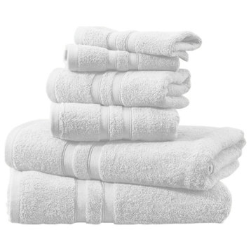 Bibb Home 6pc Oversized Solid Towel Set, White