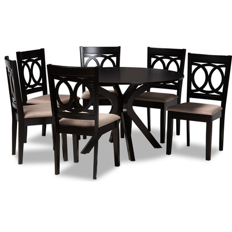 Sanne Dining Set - Sand, Dark Brown