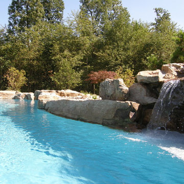 Pool oasis with stream and waterfall