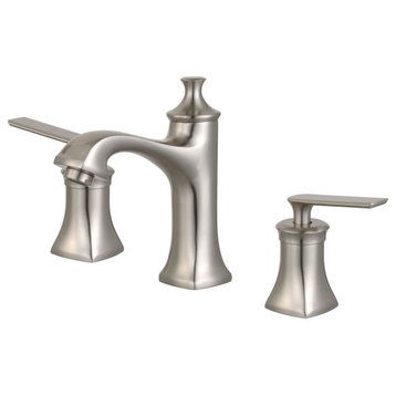 Aversa Double Handle Brushed Nickel Widespread Faucet With Drain Assembly