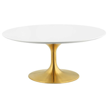Modern Deco Coffee Table, Metal Steel Wood, Gold White