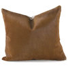 Cowhide and Linen Pillow, Golden Brown, 14" x 16"