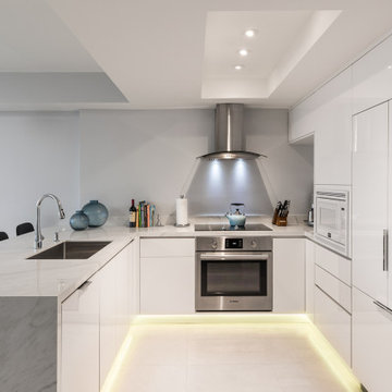 Downtown Miami Open Kitchen Remodel with Integrated Cabinetry and LED Lighting