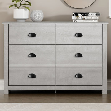 Geordano 6-Drawer Dresser, 31.5"x46.5"x16.3", Dusty Gray Oak