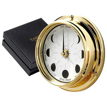 Traditional Northern Hemisphere Solid Brass Moon Phase Clock - Handcrafted