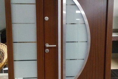 Model 011 Modern Meranti Wood Exterior Doors w/Sidelights IN STOCK