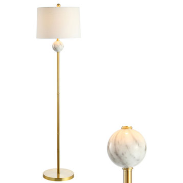 Vaughn 60" Modern Metal and Resin LED Floor Lamp, Brass Gold and White