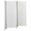 4 ft. Short Woven Fiber Outdoor All Weather Room Divider 4 Panel White