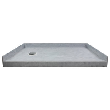 Transolid Ready to Tile 60"Lx36"W Shower Base, Dark Gray, Left Hand Drain