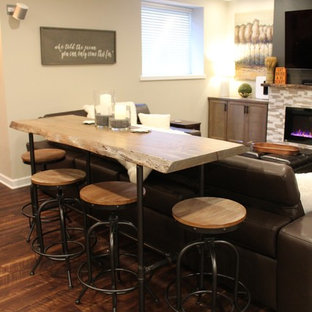 Design ideas for a farmhouse home cinema in Milwaukee.