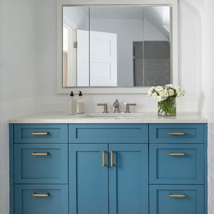 75 Beautiful Wet Room Bath With Blue Cabinets Pictures Ideas Houzz