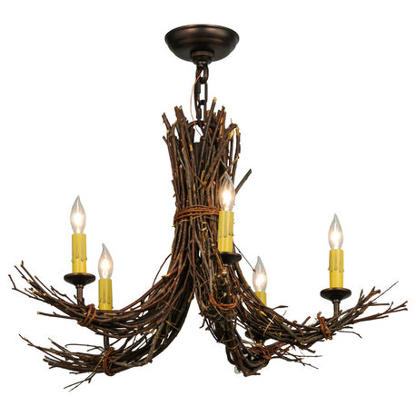 28 Wide Twigs 5 Light Chandelier