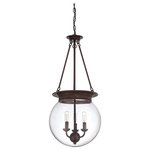 Savoy House - Savoy House Glass Orb 14" Pendant, Oiled Burnished Bronze - 7-3301-3-28 - Salute the bygone days of incandescent illumination with these exceptional Savoy House Glass pendants. The nostalgic bulbs are on full display inside clear glass globes in 1- or 3-light styles. Available in English bronze, polished nickel, and satin nickel.