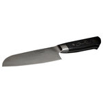 Master Grade - I.O. SHEN Santoku Knife, Japanese Knife, Chopping Knife, 6¼" / 160 mm - I.O. Shen japanese knives exemplify precision and innovation with their advanced craftsmanship and design. This Santoku Knife excels at slicing, dicing, and mincing, making your culinary tasks effortless and enjoyable. This nakiri knife japanese is engineered with a super-hard steel core (Rockwell 62°) sandwiched between softer stainless-steel layers (Rockwell 10°), ensuring outstanding sharpness and durability. The Tai Tang handle, an integral part of the knife's frame, is meticulously handcrafted over 7 hours, blending functionality with artistry. Designed with the distinctive “Yin Yang” philosophy, the handle enhances balance and stability while adding a touch of elegance. Made from durable, heat-resistant ebonite, these handles are built to last, though we advise hand washing to maintain their superior quality.