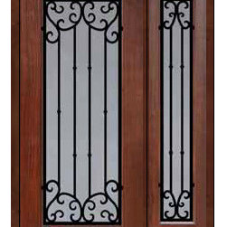 Prehung Side light Door 80 Fiberglass Valencia Full Lite Wrought Iron - Front Doors