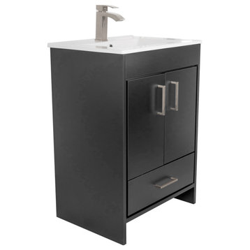 Skylar 24" Single Sink Freestanding Bathroom Vanity Set, Matte Black