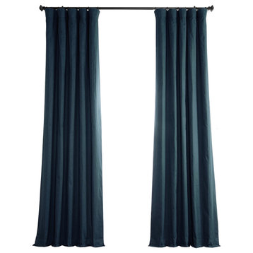 Solid Cotton Blackout Curtain Single Panel, Dark Blue, 50"x96"