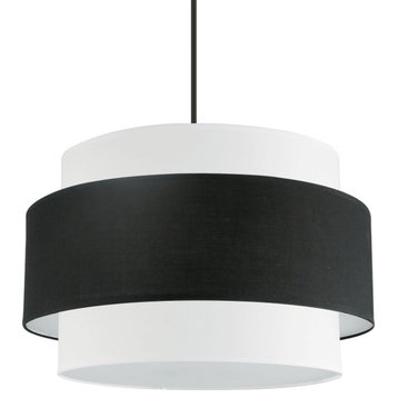 Black & White Contemporary Chandelier With Matte Black Metal