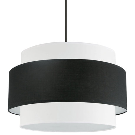 Black & White Contemporary Chandelier With Matte Black Metal