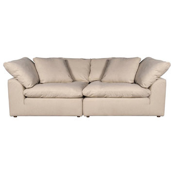 Sunset Trading Puff Fabric Slipcover for 2-Piece Large Loveseat in Tan
