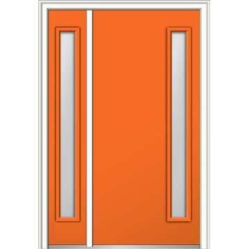 Clear 1-Lite Fiberglass Smooth Door With Sidelite, 51"x81.75", LH In-Swing