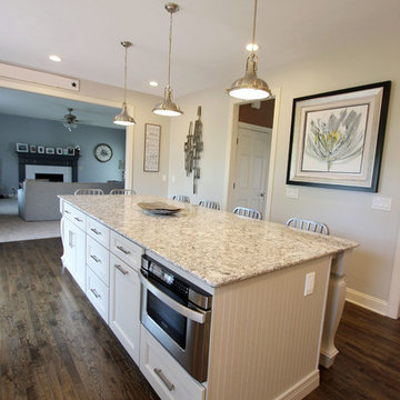 White Kitchen with Gray and Black Quartz Countertop and Bar Area ~ Streetsboro
