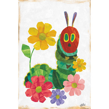 "Caterpillars on Sunflowers" Painting Print on Wrapped Canvas, 40x60