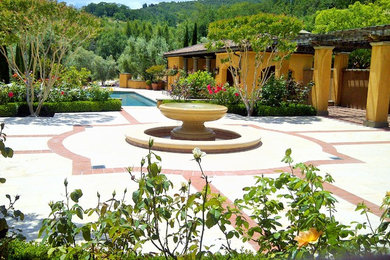 Design ideas for a huge mediterranean full sun side yard stone outdoor basketball/tennis/multi-game court in San Francisco for summer.