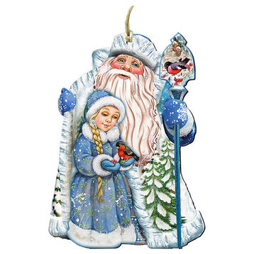 Santa And Girl Scenic, Decorative Ornament