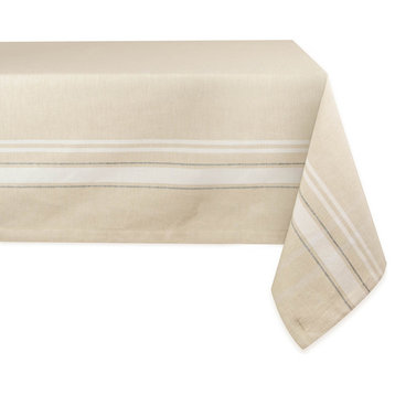 White French Stripe Tablecloth, 60"x120"