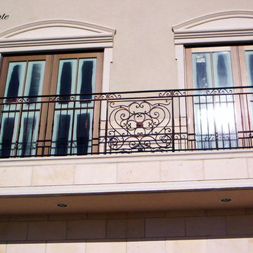 Stair railings and balconies.