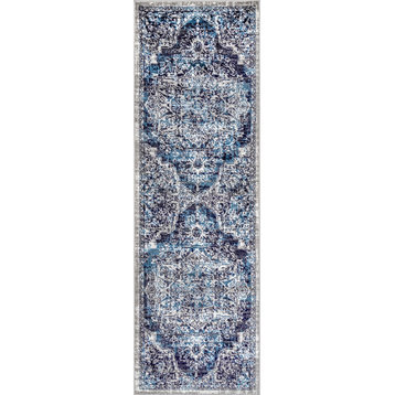 nuLOOM Maryanne Vintage-Style Area Rug, Blue, 2'6"x12'