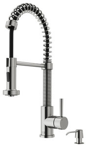 VIGO Edison Pull-Down Kitchen Faucet With Soap Dispenser, Stainless Steel